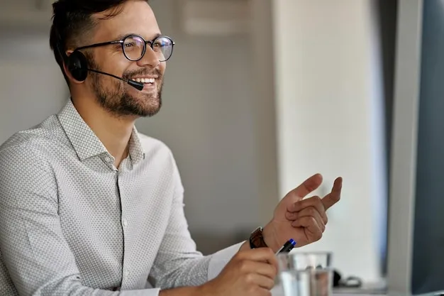 Happy Call Center Agent Using Co